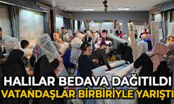 Halılar bedava dağıtıldı: Vatandaşlar birbiriyle yarıştı