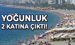 Antalya'da sahillerdeki yoğunluk iki katına çıktı