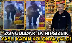 Zonguldak'ta yaşlı kadın kolonya çaldı: O anlar kameralara yansıdı