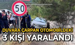 Duvara çarpan otomobildeki 3 kişi yaralandı