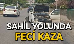 Sahil yolunda feci kaza