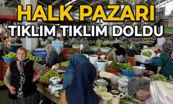 Halk pazarı tıklım tıklım doldu