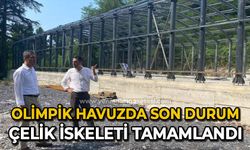 Yarı olimpik yüzme havuzunda son durum: Çelik iskeleti tamamlandı