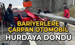 Bariyerlere çarpan otomobil hurdaya döndü: 1 yaralı