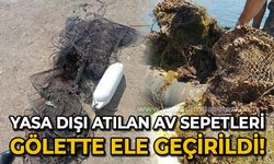 Gölette yasadışı atılan sahipsiz onlarca av sepeti ele geçirildi