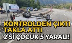 Kontrolden çıkan otomobil takla attı: 2'si çocuk 5 yaralı