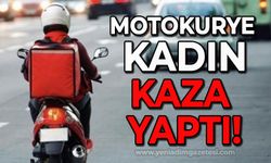 Motokurye kadın siparişe giderken kaza yaptı!