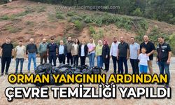 Orman yangınının ardından çevre temizliği yapıldı