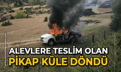 Alevlere teslim olan pikap küle döndü