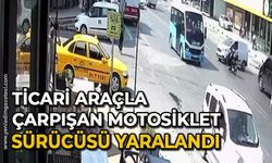 Hafif ticari araçla çarpışan motosiklet sürücüsü yaralandı