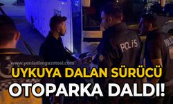 Uyuyakalan otomobil sürücüsü yoldan çıktı, otoparka daldı