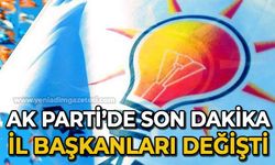 AK Parti'de son dakika: İl Başkanları değişti