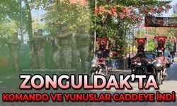 Zonguldak'ta komando ve yunuslar caddeye indi