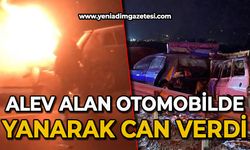 Alev alan otomobilde yanarak can verdi