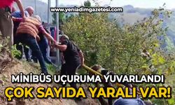 Minibüs uçuruma yuvarlandı: Çok sayıda yaralı var!