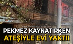 Pekmez kaynatmak için yaktığı ateşle evi ve aracı yandı