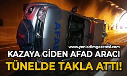 Kazaya giden afad aracı tünelde takla attı!