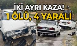 İki ayrı trafik kazası: 1 ölü, 4 yaralı