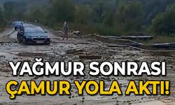 Yağış sonrası çamur yola aktı, temizleme çalışması başlatıldı