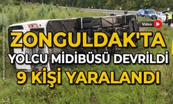 Zonguldak'ta yolcu midibüsü devrildi: 9 yaralı