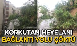 Korkutan heyelan: Bağlantı yolu çöktü