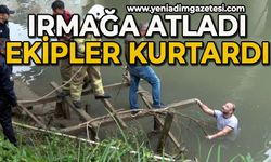 Irmağa atlayan şahsı ekipler kurtardı