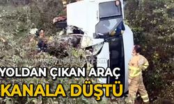 Yoldan çıkan araç kanala düştü: 1 yaralı