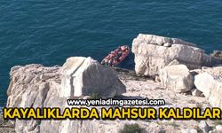 Rus turistler kayalık alanda mahsur kaldı