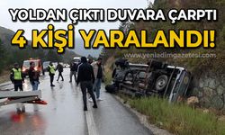 Yoldan çıkan pikap duvara çarptı: 4 yaralı