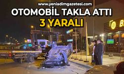 Takla atan otomobildeki 3 kişi yaralandı