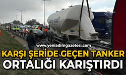 Karşı şeride geçen tanker ortalığı karıştırdı: 2 yaralı