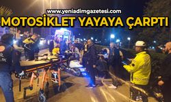 Motosiklet karşıdan karşıya geçmek isteyen yayaya çarptı