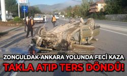 Zonguldak-Ankara yolunda trafik kazası: Tofaş, takla atıp ters döndü!