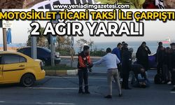 Motosiklet, ticari taksi ile çarpıştı: 2 ağır yaralı