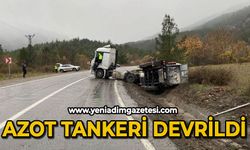 Azot tankeri devrildi