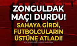 Zonguldakspor maçı durdu: Sahaya atladı, futbolcuları kovaladı