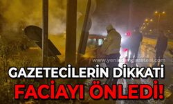 Gazetecilerin dikkati faciayı önledi: Kaza yapan araçtan çıkan dumanlar paniğe neden oldu