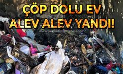 Çöp dolu ev alevlere teslim oldu