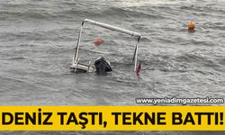 Deniz taşarken 2 tekne battı, ağaçlar ise yerlerinden söküldü