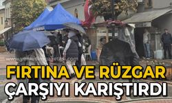 Fırtına ve rüzgar etkili oldu, çarşı karıştı