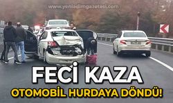 Feci trafik kazası: Otomobil hurdaya döndü!