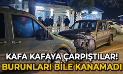 Pikap ile hafif ticari araç kafa kafaya çarpıştı: Sürücüler burnu bile kanamadan kurtuldu