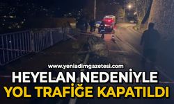 Heyelan nedeniyle yol trafiğe kapatıldı