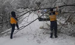 Kar sebebiyle mahsur kalan hasta paletli ambulansla hastaneye ulaştırıldı