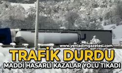 Trafik durdu: Maddi hasarlı kazalar yolu tıkadı