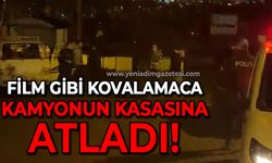 Film gibi kovalamaca: Aracına çarpıp kaçan kamyonetin kasasına atladı