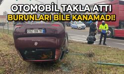 Otomobil takla attı, burunları bile kanamadı