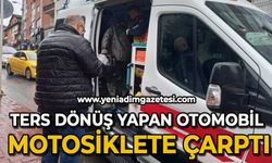 Ters dönüş yapan otomobil motosiklete çarptı: 1 yaralı