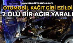 Otomobil kağıt gibi ezildi: 2 ölü 1 ağır yaralı