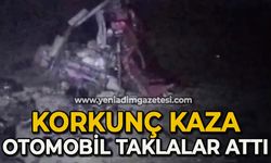 Korkunç kaza: Otomobil taklalar attı